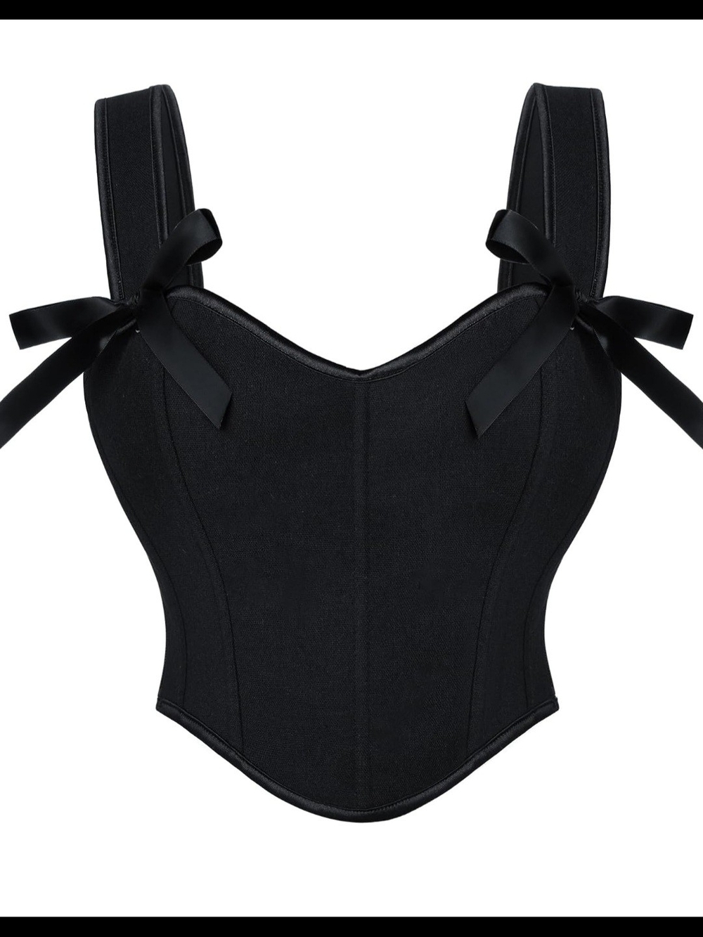 Black Satin Ribbon Detail Corset Top